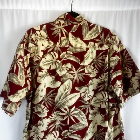 VINTAGE Pierre Cardin Shirt Mens M Hawaiian Flowy Relax Men's Red and Cream - Picture 9 of 10